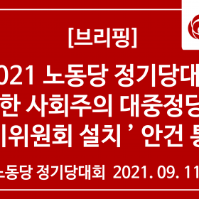 2021 노동당 정기당대회 '단일한 사회주의 대중정당 건설 준비위원회 설치' 안건 통과